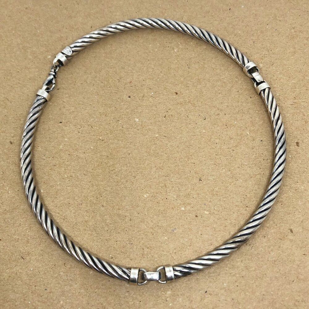 Flli Menegatti Three Section part Sterling Silver Italy Cable Choker Necklace